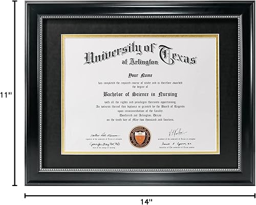Miniatura 9 de GraduationMall Marco de diploma de 8.5 x 11 pulgadas con paspartú negro sobre dorado o pantalla de documentos de 11 x 14 pulgadas sin paspartú,