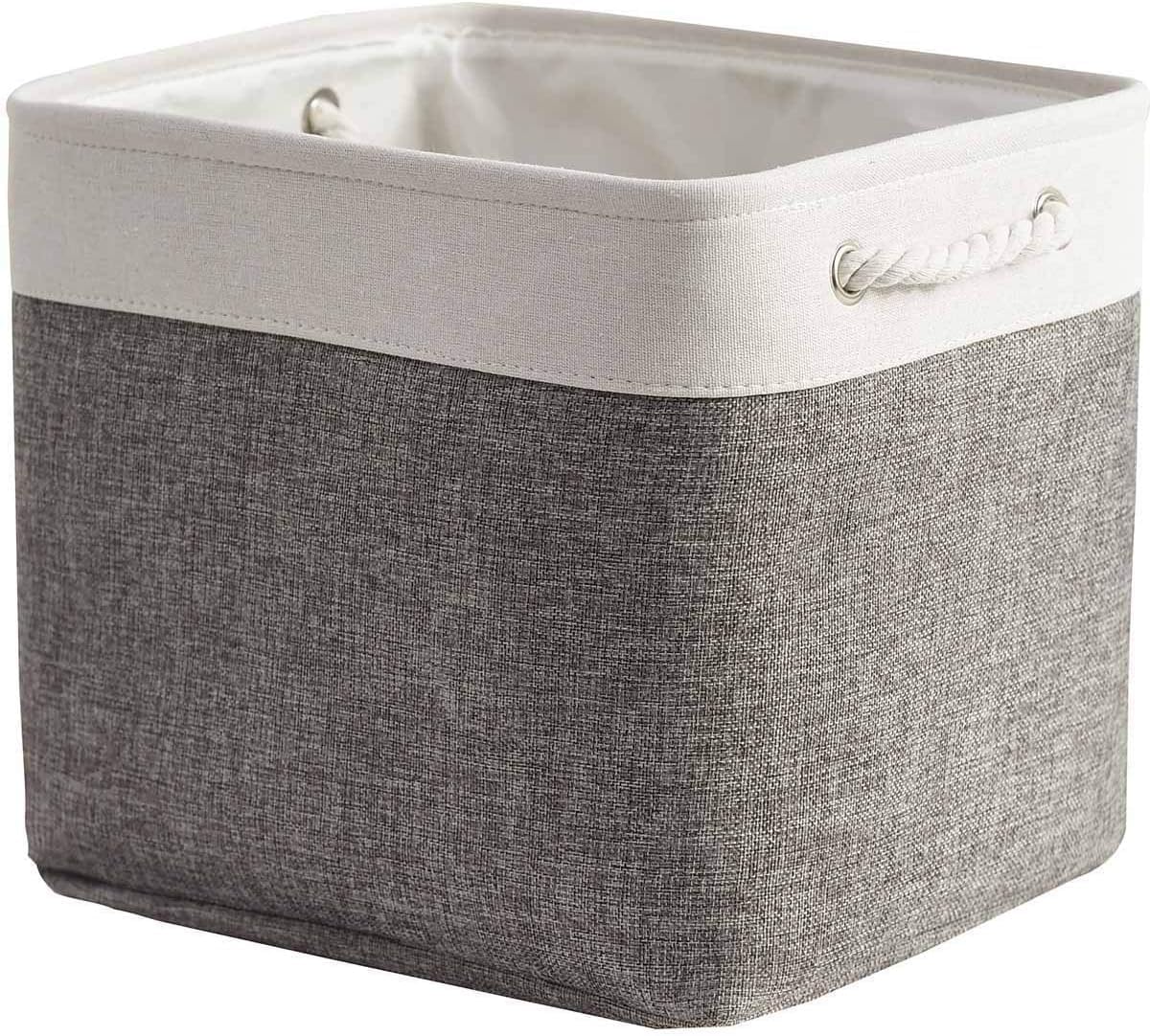 Jukmen Large Foldable Storage Bin Storage Basket Organizer Basket Shelf Cube with Sturdy Cotton Carry Handles for Baby Nursery Closet Shelves Organization (1)