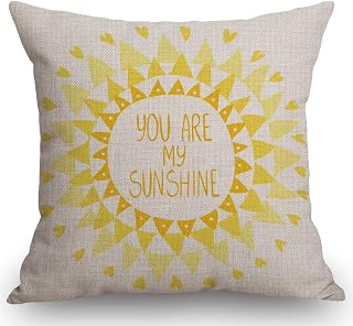 SSOIU Song Lyric Pillow Cover, You are My Sunshine Decor, Song Lyric Present,You are My Sunshine Decoration Home Decor Cotton Linen Cushion Case for Sofa Couch, 18" x 18"