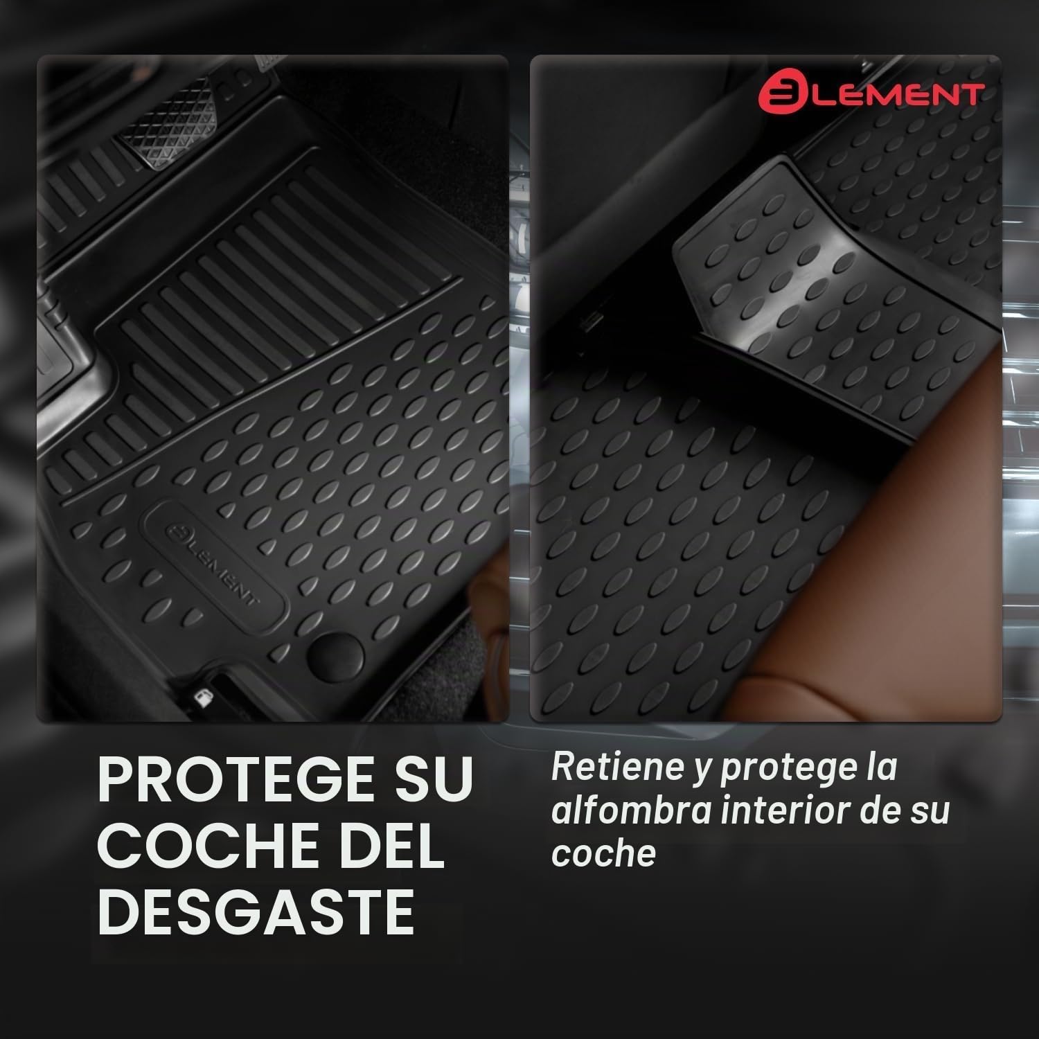Element 3D Alfombrillas de goma aptas para Ford Tourneo Courier | 2024-hoy | 100% adaptables a todas las condiciones meteorológicas alfombrillas de TPE, borde alto, impermeables, antideslizantes