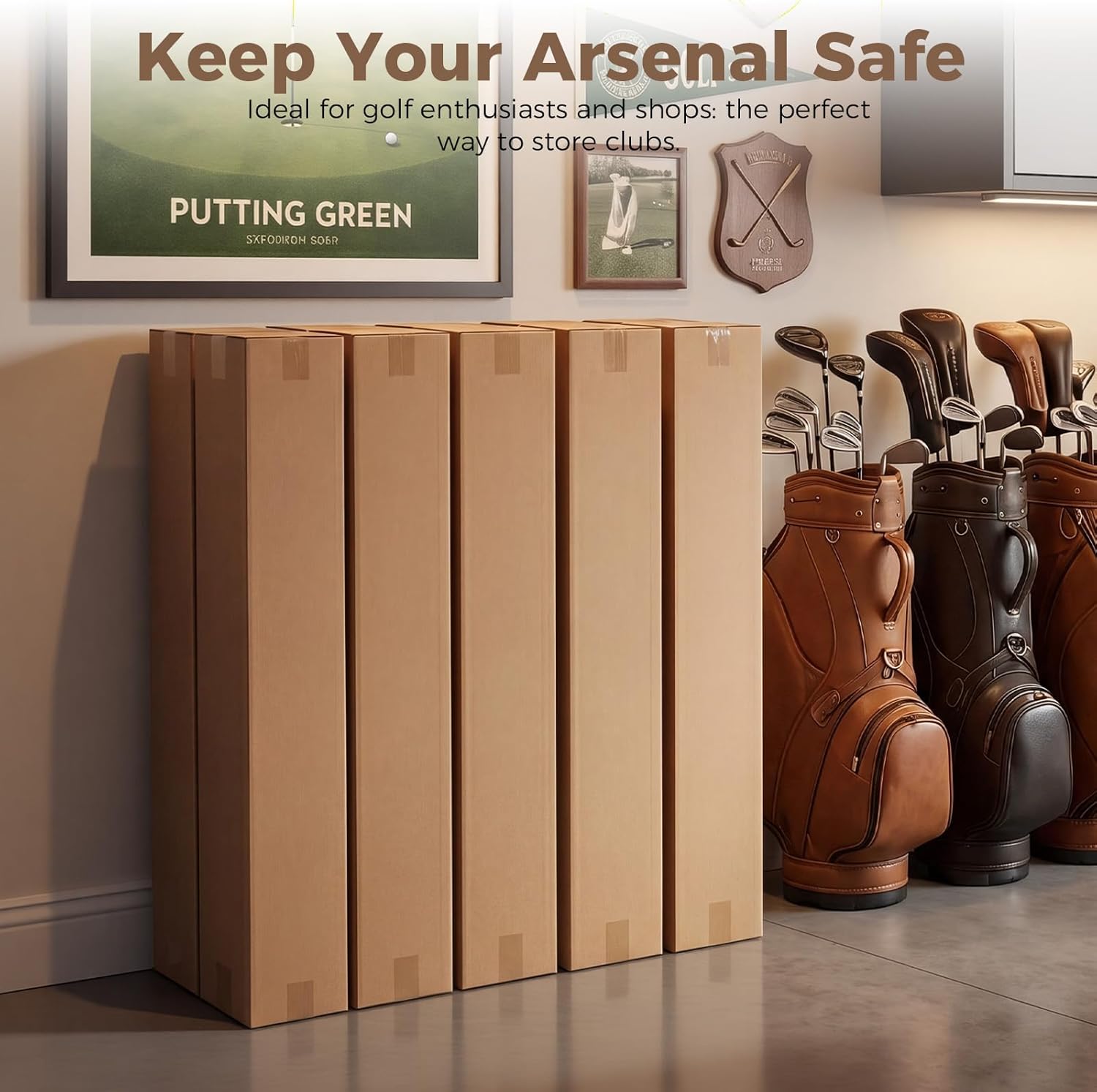 5 Pack Golf Club Shipping Boxes, 48x4x4 Inch Tall Corrugated Cardboard Golf Club Box for Shipping, Packaging, Moving, Mailing