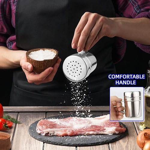 Miniatura 6 de Coctelera de acero inoxidable para especias con mango, coctelera de azúcar en polvo, pimentero, salero de metal de 6 onzas con agujeros y tapa,