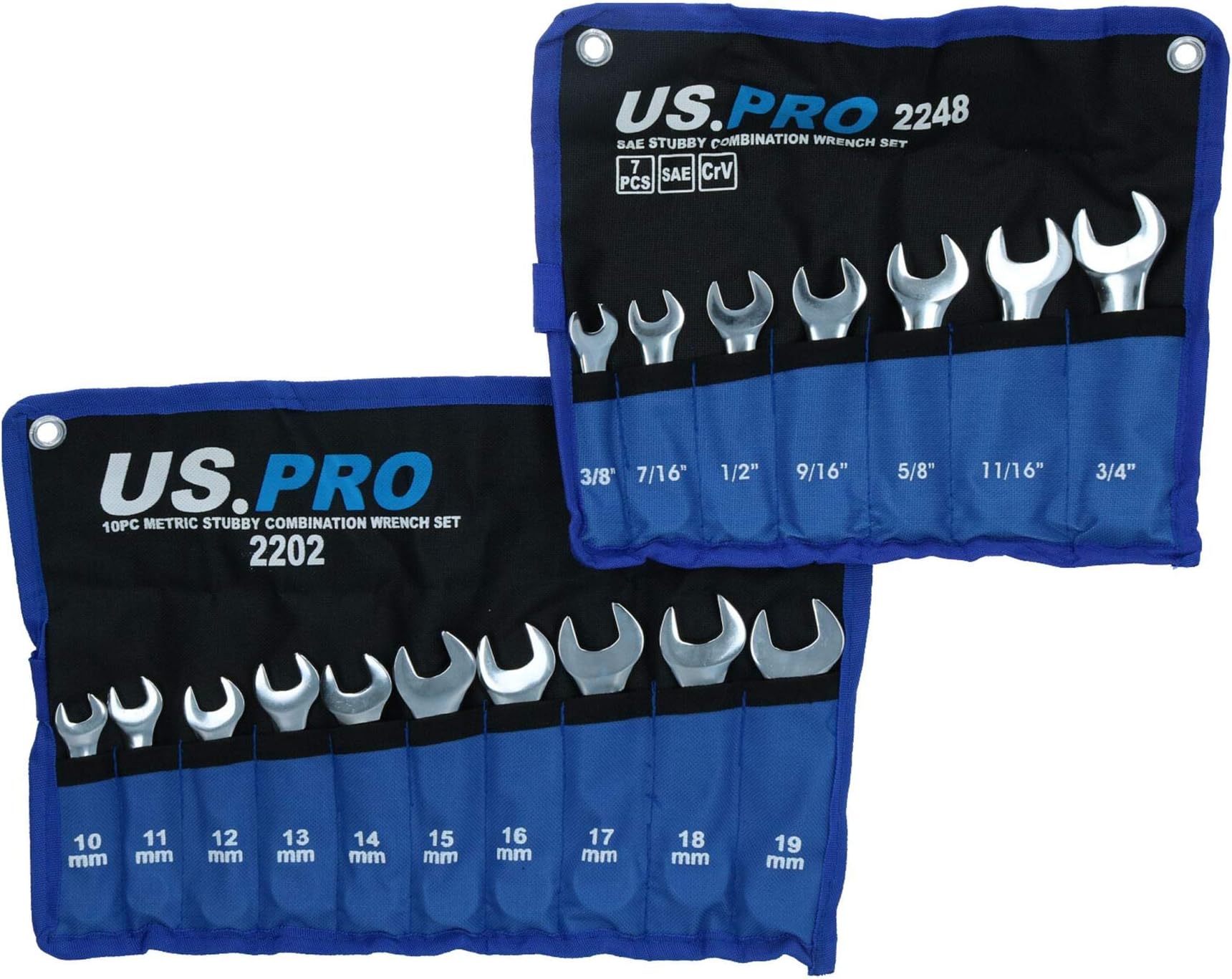 AB Tools-US ProMetric MM and Imperial AF Stubby Combination Spanners 10 – 19mm 3/8” – 3/4"