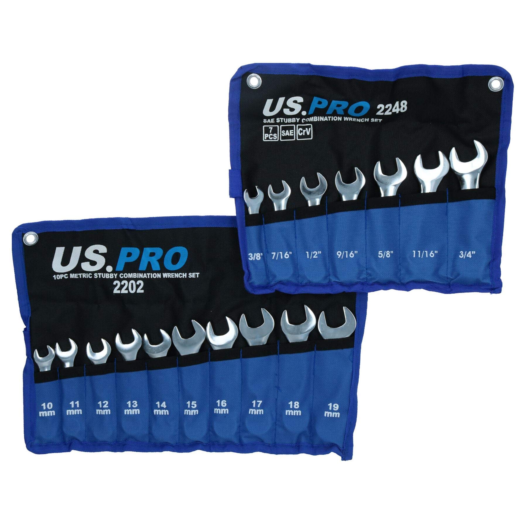 AB Tools-US ProMetric MM and Imperial AF Stubby Combination Spanners 10 – 19mm 3/8” – 3/4"