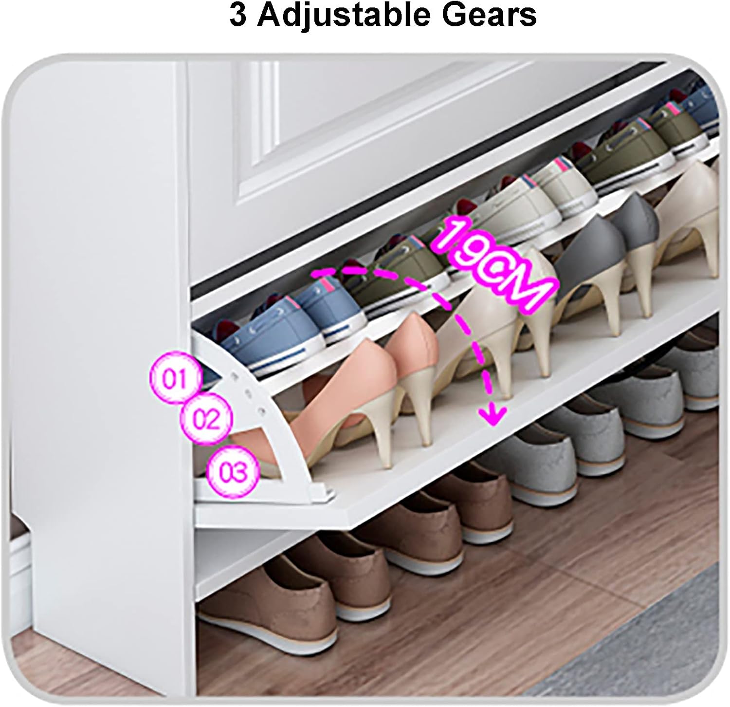 Shoe Storage Cabinet Cabinets Hallway Slim Cupboard Cupboards Hallways Slimline，Modern Slim Shoe Cabinet3Tier Wooden Storage with 2 Drawers Air Hole Design PullDown Rack nizer for Home Hallw