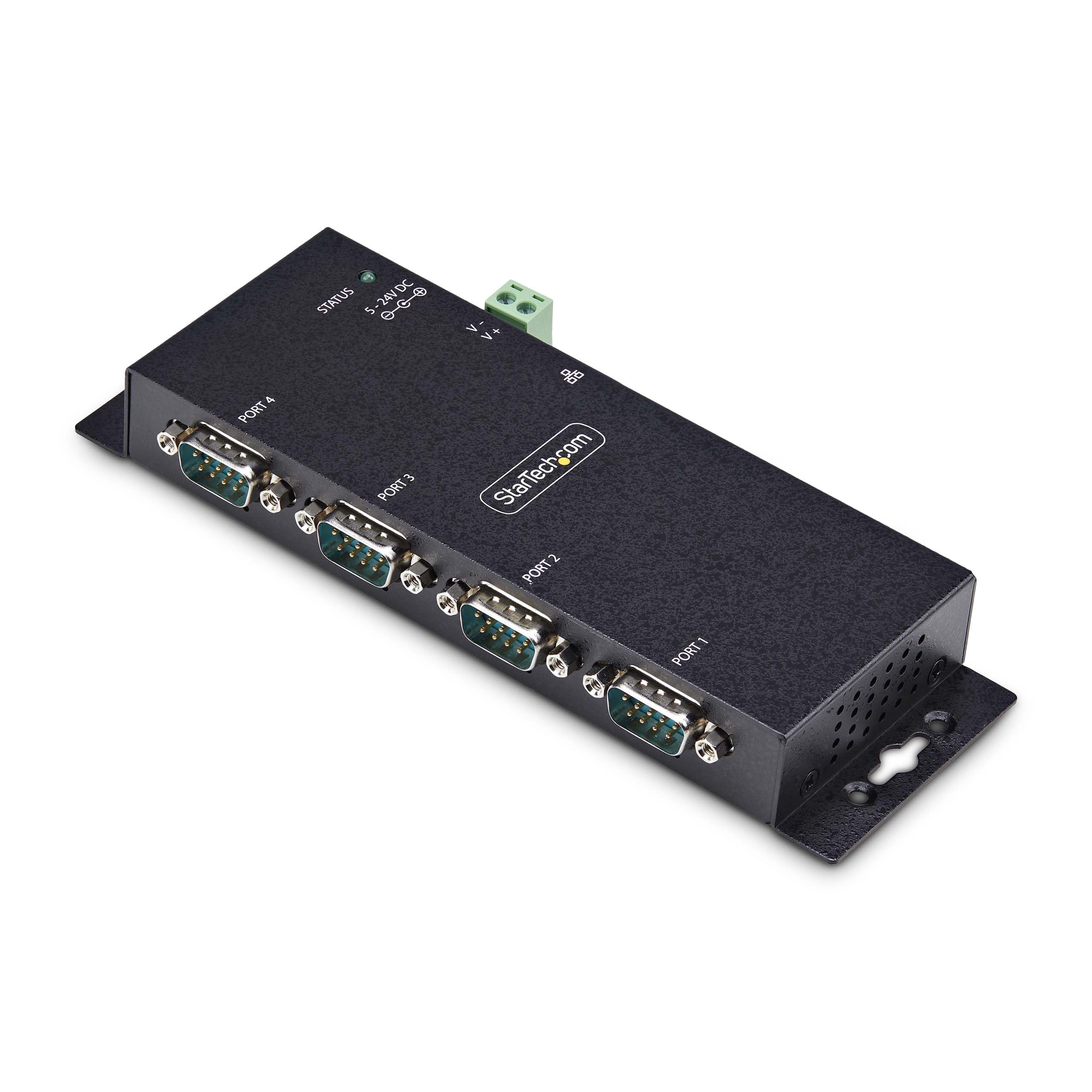 StarTech.com 4-Port Serial to Ethernet Adapter, IP Serial Device Server for Remote RS232 Devices, Wall/DIN Rail, LAN to DB9, TAA