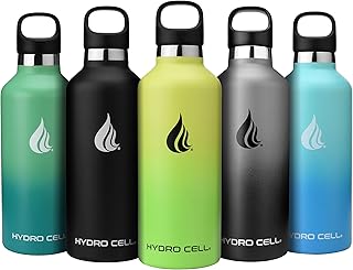 HYDRO CELL Stainless Steel Water Bottle with Straw & 2 Standard Mouth Lids (32oz 24oz 20oz 16oz) Keeps Liquids Hot or Cold...