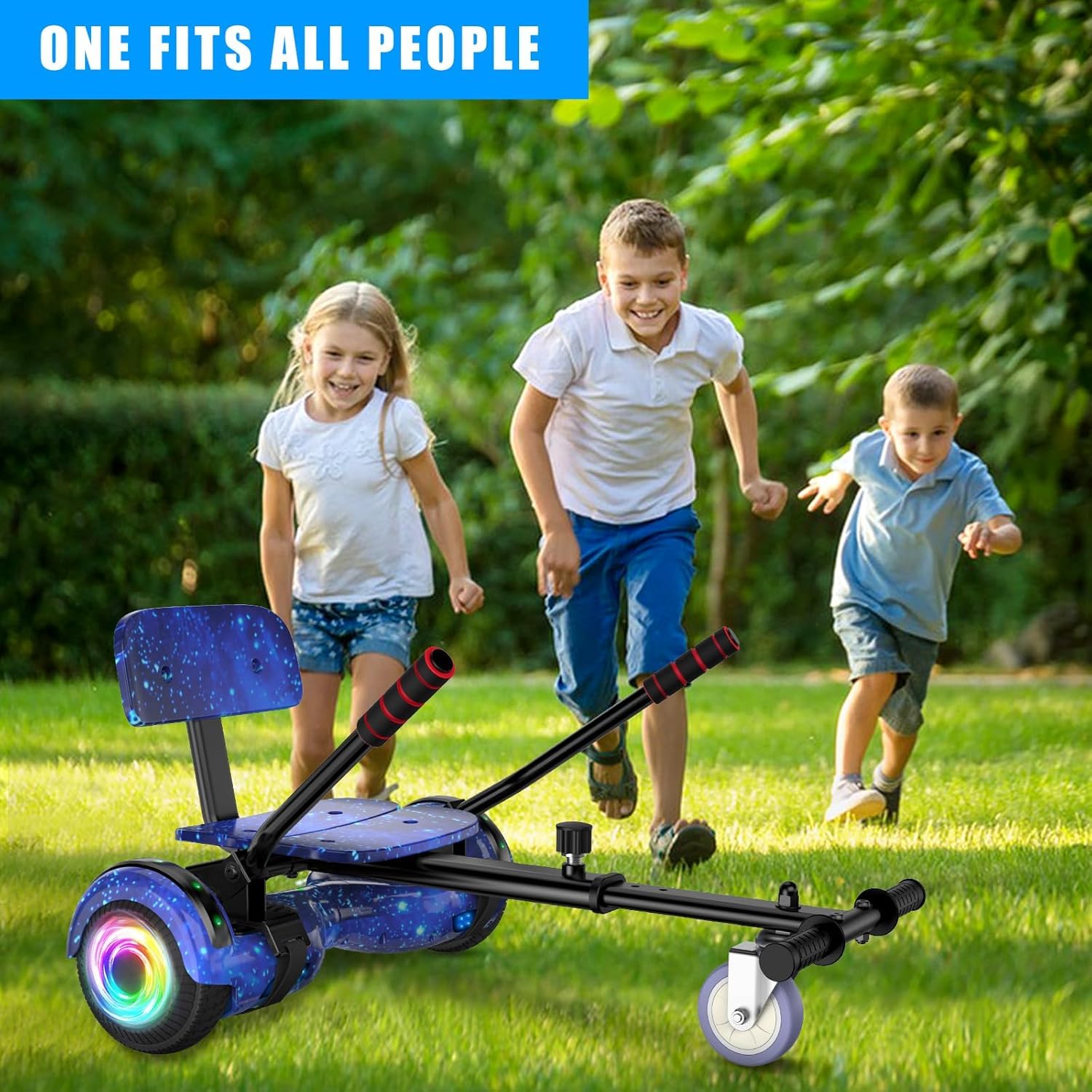 6,5 Zoll Hoverboard mit Sitz, Hoverboard mit Hoverkart für Kinder, Hoverboard mit Bluetooth-Musik und LED-Beleuchtung