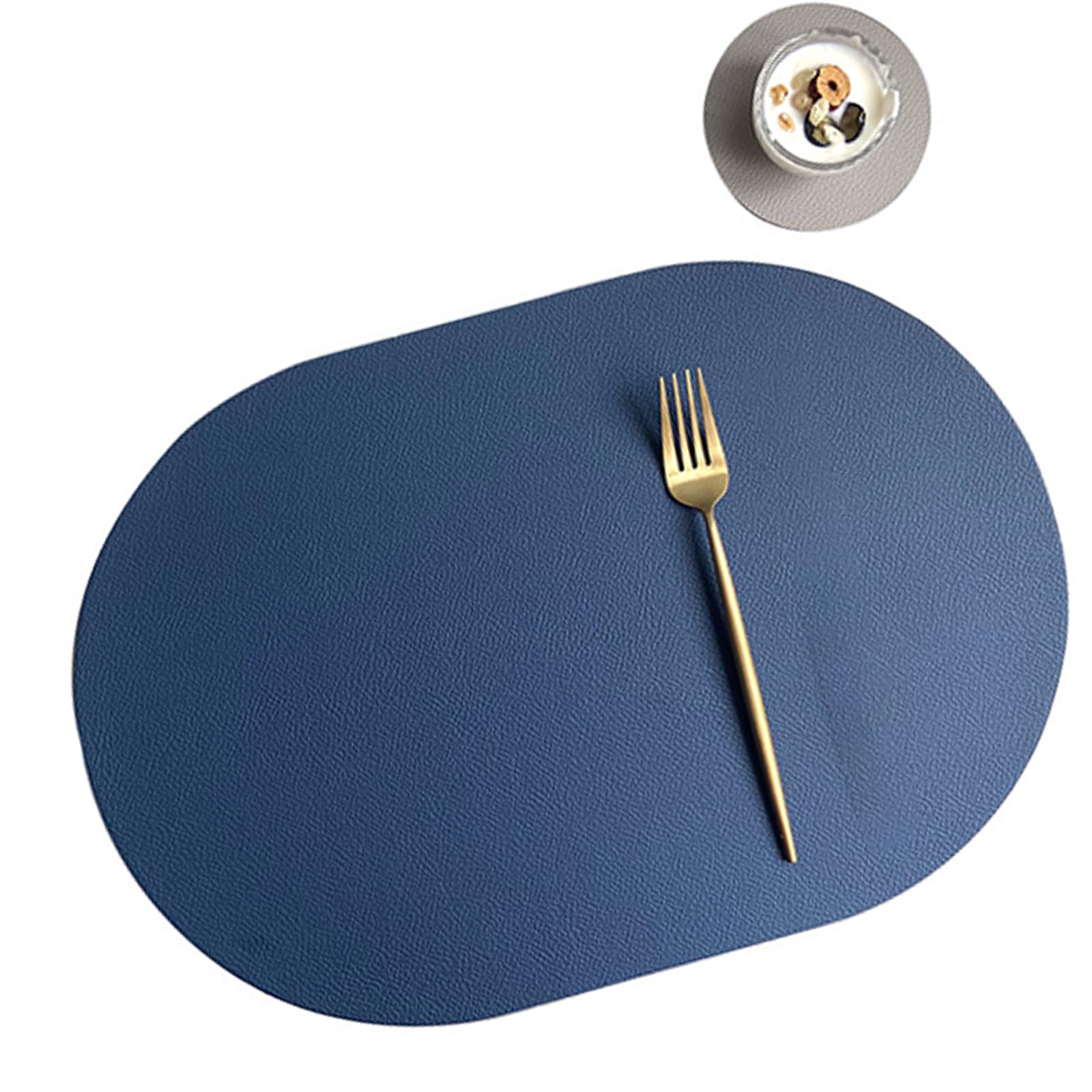 Premium PU Leather Placemats & Coasters Set, Oval Spill-Proof Tableware Mats for Commercial/Home Modern Tableware Placemats