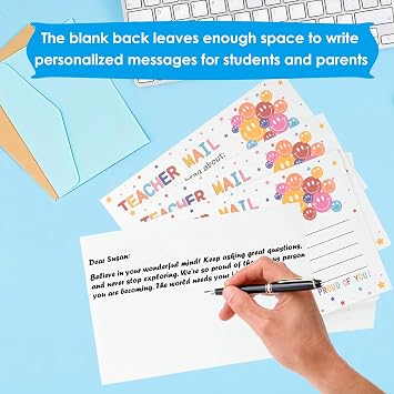 100Pcs Teacher Mail Notes to Parents, Colorful Rainbow Happy Mail from Teacher, Brag Cards for Students Behavior Classroom Must Haves to Send Home for Preschool Kindergarten Elementary School Supplies