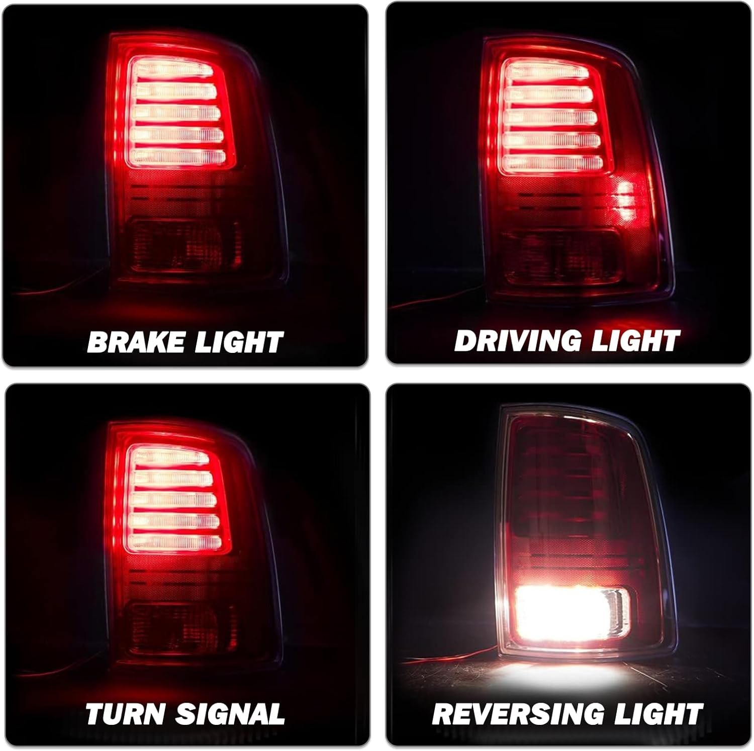SOCKIR LED Tail Light Assembly for 2013-2018 Dodge Ram 1500/2014-2018 Ram 2500 3500 with LED Bulbs, OE Direct Replacement Clear Red Lens Left Driver Side