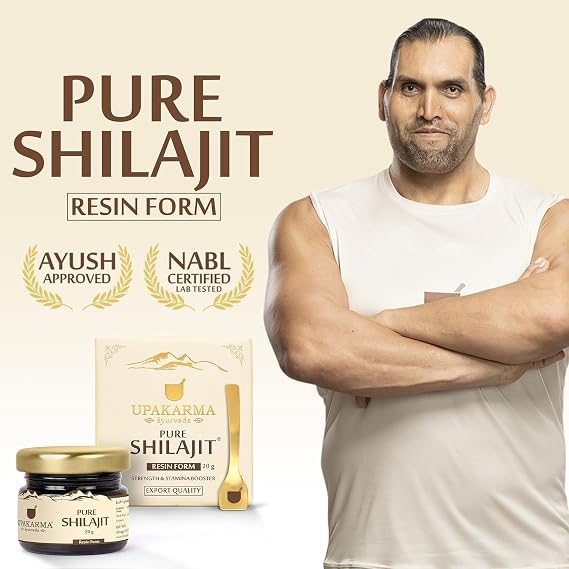 UPAKARMA Pure Shilajit Resin 20g for Men & Women | Boosts Stamina & Strength | 85+ Essential Minerals, Magnesium, Urolithin A | 3rd Party Lab-Test Report