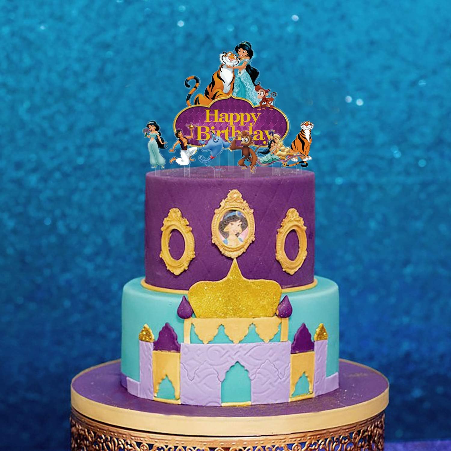 Lot De Decorations De Gateau En Acrylique Jasmin Happy Birthday Avec Motif Aladdin Amazon Fr Cuisine Et Maison