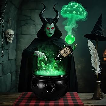 Halloween Kessel Mit Nebeleffekt - Hexenkessel Dekoration Für Partys, Mit USB-Anschluss