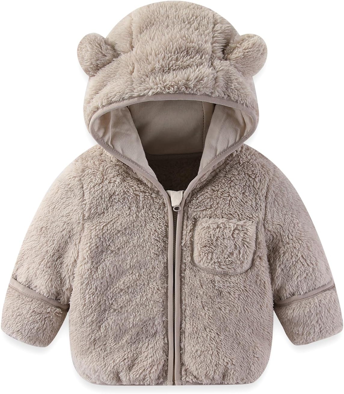 UVIPC Infant Fleece Jacket Baby Clothes Brown Baby Winter Coat Boys Girls Toddler Jacket Soft Warm Zip-Up Outerwear