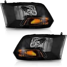 WEELMOTO Dual Beam Headlights for 2009-2012 Dodge Ram 1500 | Compatible with 2010 2011 2012 Dodge Ram 2500 3500 Does NOT fit Quad Beam Headlight Models Replacement Black Housing