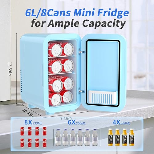 Miniatura 2 de Mini refrigerador termoeléctrico portátil de 6 litros8 latas 110V CACC para dormitorio, cuidado de la piel, bebidas, oficina, dormitorio y