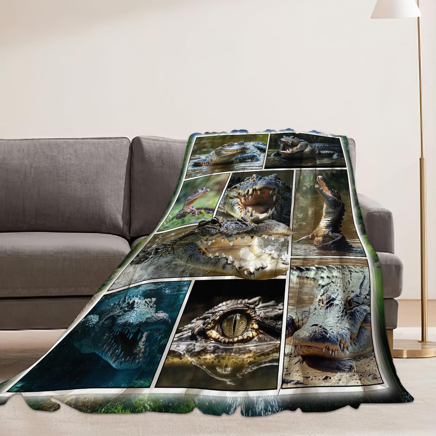 Crocodile Blanket Alligator Animal Throw Blankets Gifts for Girls Boys Kids Crocodile Lover Soft Cozy Fleece Plush for Couch Sofa Bed 50"x40" - Image 3
