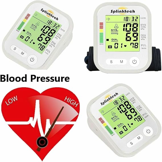 شاشة ضغط الدم مع الكشف عن معدل النبض - شاشة Lcd كبيرة - تتضمن مجموعة الكفة Bp لمحيط الذراع من 22-32 سم - شاشات ضغط الدم الدقيقة للاستخدام المنزلي (أبيض)