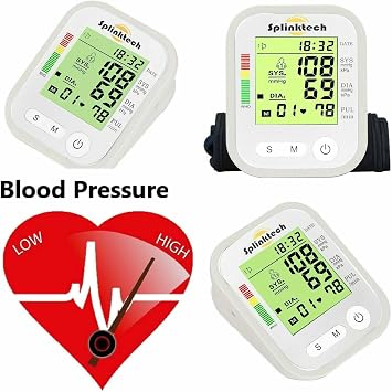 شاشة ضغط الدم مع الكشف عن معدل النبض - شاشة Lcd كبيرة - تتضمن مجموعة الكفة Bp لمحيط الذراع من 22-32 سم - شاشات ضغط الدم الدقيقة للاستخدام المنزلي (أبيض)