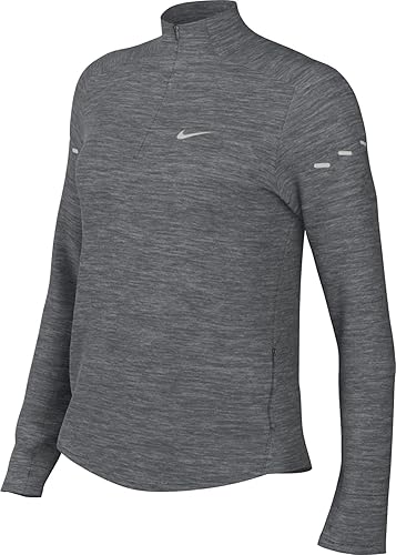 Nike Women's Swift Dri-FIT Ultraviolet 1/4-Zip Running Top, Smoke Grey/Heather/Reflective Silver