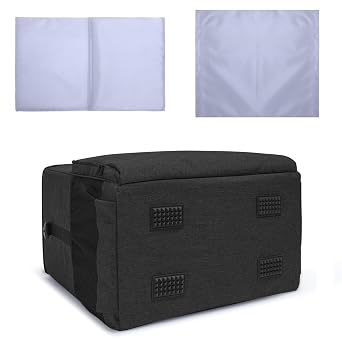 CURMIO PC Carrying Case with Inner Divider for Tower and Monitor, Black | Computer Desktop Tower Case with Shoulder Straps Fit ATX/M-ATX Motherboards, Keyboard, Mouse, Cables & Earphones
