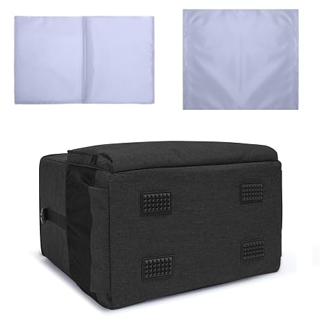 CURMIO PC Carrying Case with Inner Divider for Tower and Monitor, Black | Computer Desktop Tower Case with Shoulder Straps Fit ATX/M-ATX Motherboards, Keyboard, Mouse, Cables & Earphones