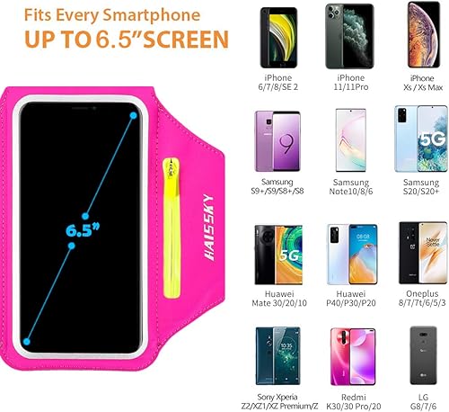 Miniatura 4 de Brazalete para correr con bolsa para auriculares, brazalete para teléfono celular para iPhone 16 15 Pro 14 Plus 13 11 XR XS, Galaxy S24/S10 Rosa