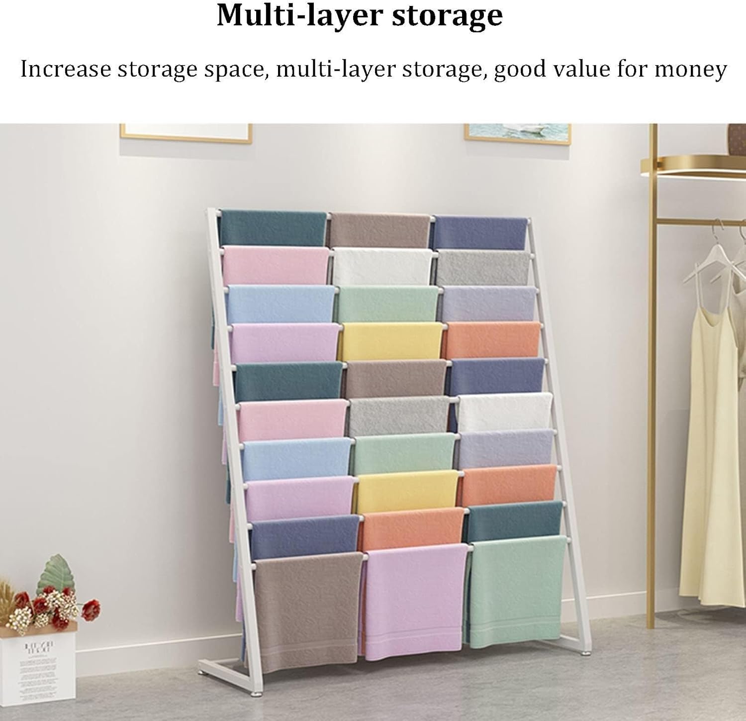 Scarf Display Stand - Metal Hijab Hangers - Free Standing Towel Hanger, Metal Clothing Rack Free Standing Closet Organizer, Floor Standing Suit Pants Rack, Silk Scarf Rack