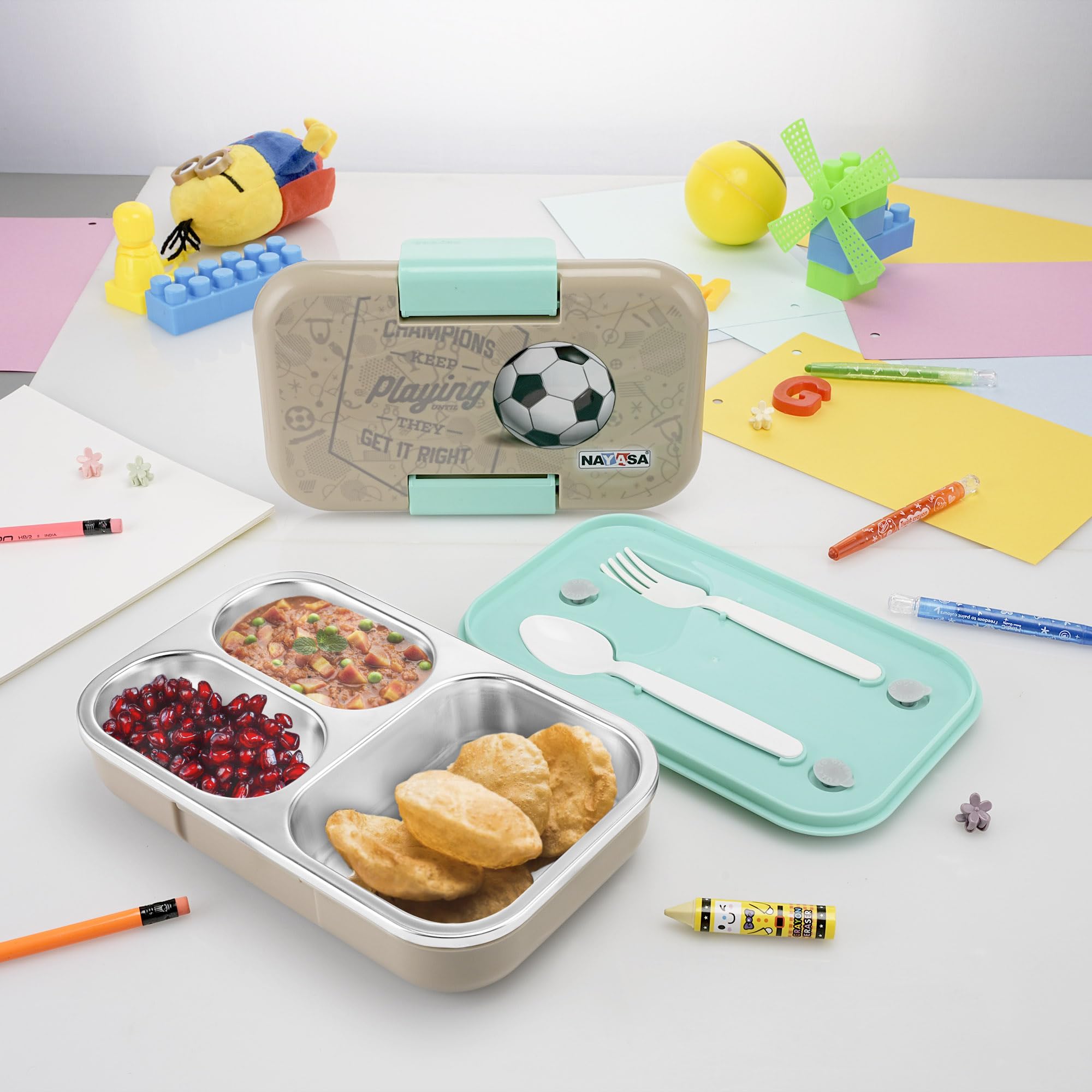 Buy Nayasa Marco 3 Compartment Stainless Steel Insulated Lunch Box
