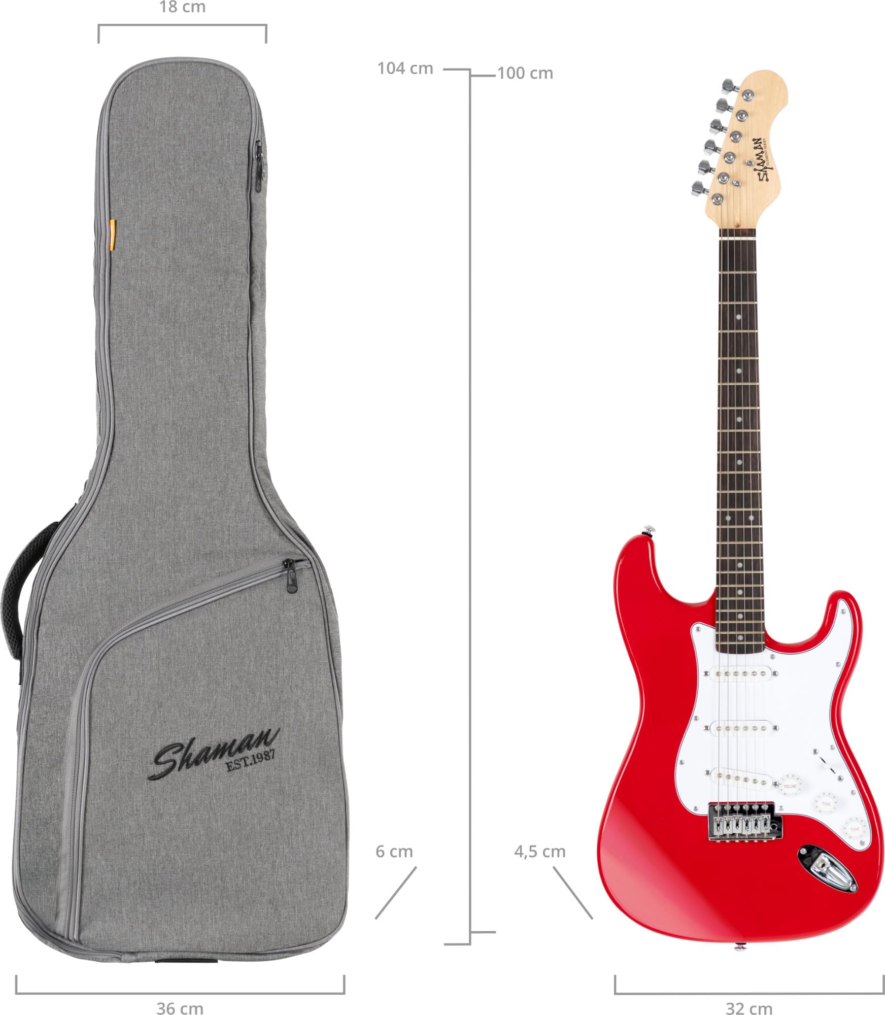 Shaman EGB-102 GY Premium-Line E-Gitarrentasche - Wasserabweisendes und reißfestes Außenmaterial - Gepolsterte, verstellbare Rucksack-Gurte und Aufsatztasche - Gigbag mit verstärktem Tragegriff