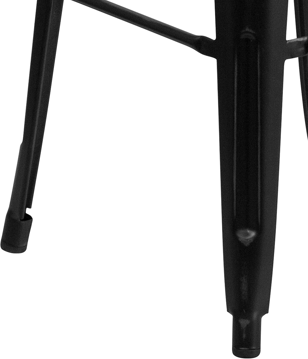 EMMA + OLIVER Commercial Grade 30" H Backless Distressed Black Metal Indoor-Outdoor Barstool