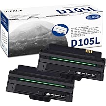 2 PK D105L Black Toner Cartridge 3,500 Pages High-Yield Compatible, D105L, Replacement for Samsung SCX-4623SCX-4623F SCX-4623FN SCX-4623FW SCX-4600 SCX-4610 ML-2525W ML-2545 ML-2540 ML-2580N Printer