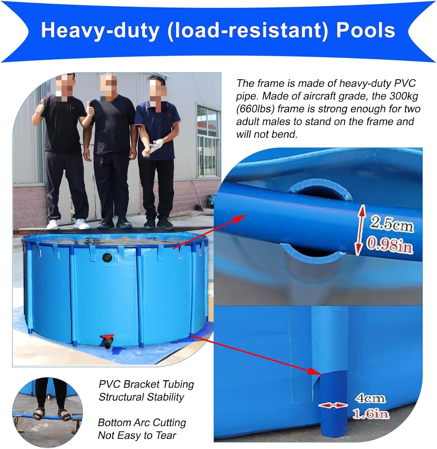 2/2.6/3.3/4 Foot Deep Round Frame Above Ground Swimming Pool Set, Heavy Duty Backyard Family Swimming Pool Outdoor with Repair Patch, Hard Plastic Pools/Bathing Tub(9646L/2548GAL - 3.2X1.2M (D X H)