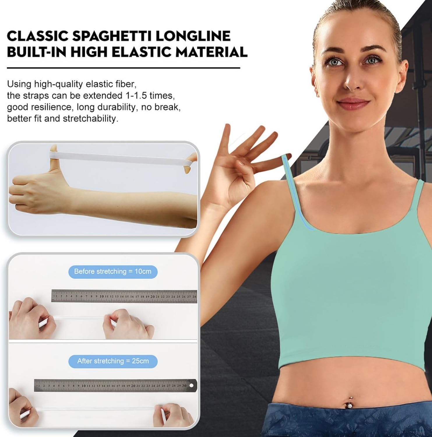 ECOPARTY Wirefree Padded Yoga Sports Bra for Women - Moisture Wicking Quick Dry Workout Crop Tank Camisole image 4