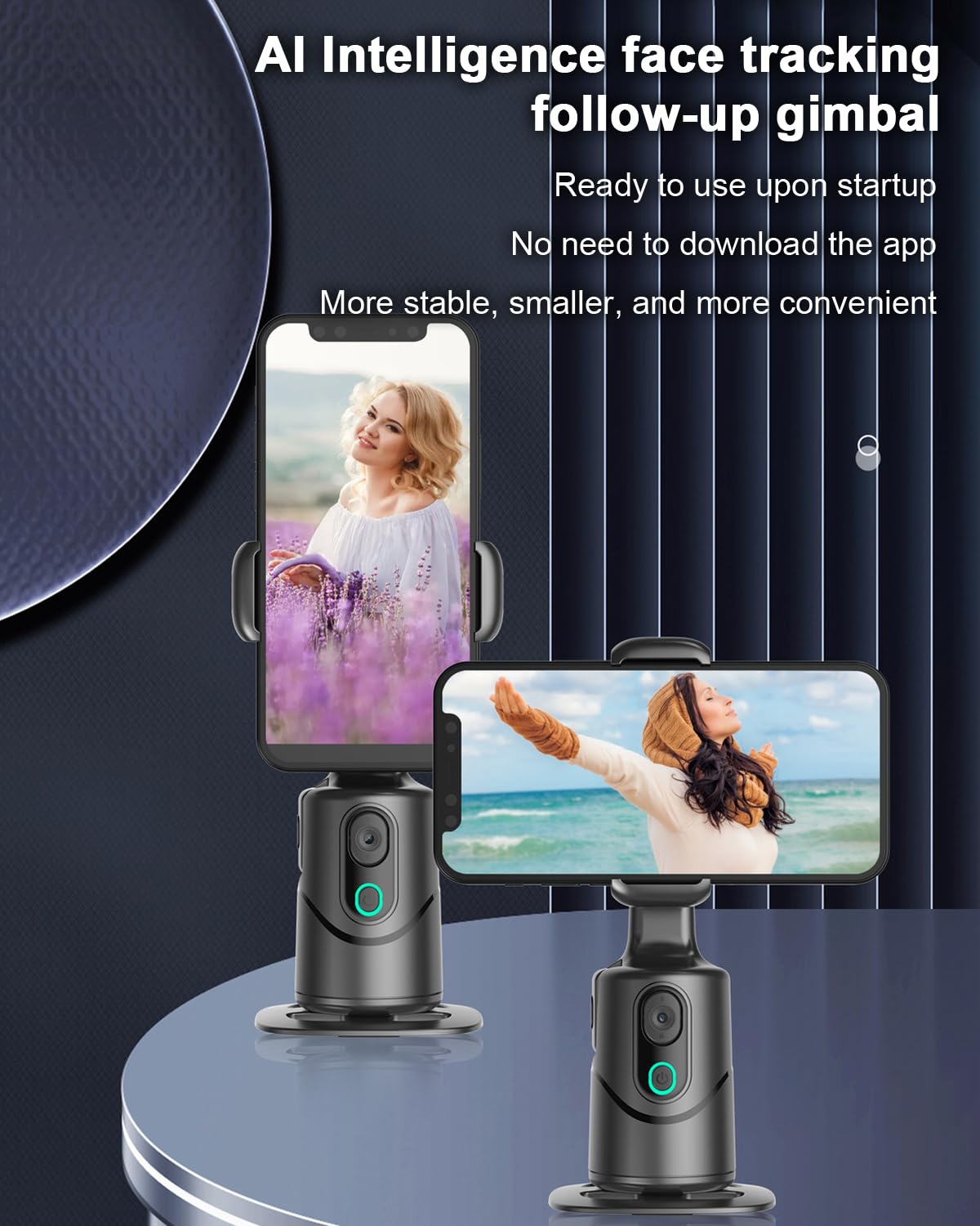 Handy Stativ mit Automatische Gesicht Verfolgung, 360° Drehung Verfolgung, Keine App, Selfie Stick Stativ mit Fernbedienung und Gestensteuerung für Vlog/Tik Tok Live Videoaufnahme