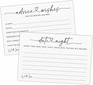 Wedding Advice Cards -Pack Of 30 Wishes For The New Mr & Mrs Wedding,Share Best Date Night Cards - Bride and Groom Newlyweds Bridal Shower Party Decoration,Games (White) - B01