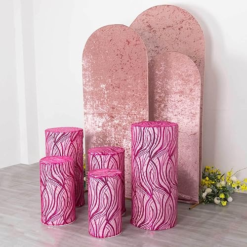 Vista 60 de Efavormart - Juego de 5 fundas de soporte para caja de exhibición cilíndrica de elastano, color negro, fundas elásticas para pilar de pedestal, 160