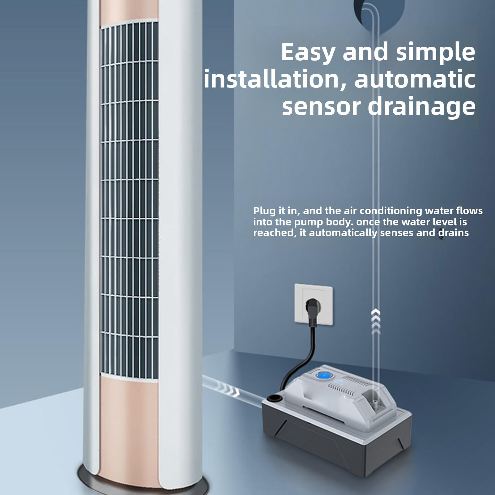 Bomba de Condensado para Sistemas Hvac y Deshumidificadores 500lph Capacidad de Descarga con 12M Elevación Arranque Parada Automático Evita Reflujo Depósito 2L Ruido Bajo