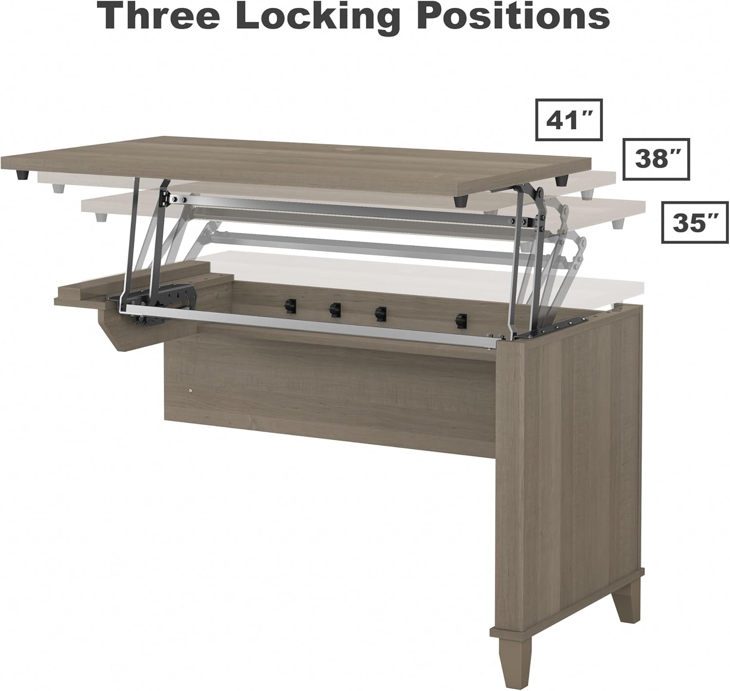 Bush Business Furniture Somerset 3 Position Sit to Stand Return, 42W, Ash Gray