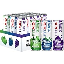 FITAID RX Zero Sugar, Encapsulated Creatine, Workout Recovery Drink, All-In-One Blend, BCAAs, Glucosamine, Turmeric, B-Complex, Electrolytes, Variety Pack, 12 Fl Oz Pack of 12