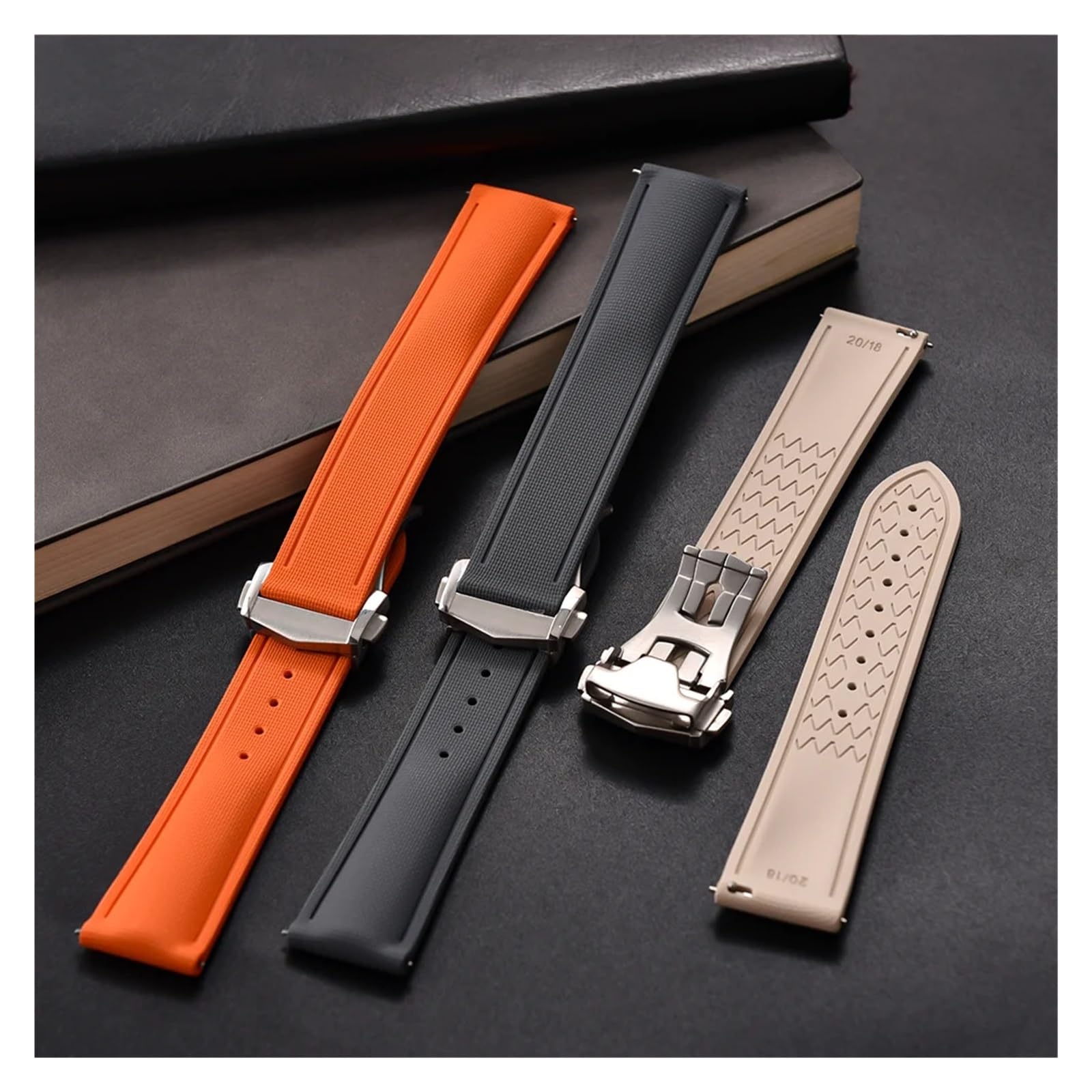 ccyutyftd Miękki gumowy pasek do zegarka 20 mm, 21, 22 Sailcloth Tecxture Sport Wristband Uniwersalny z szybkim zapięciem