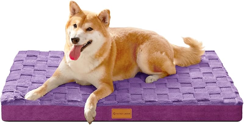 Cama para Cães Patas Lague com Espuma em Caixa de Ovo, Capa Lavável e Base Antiderrapante Roxa 76,2 x 50,8 x 8,9 cm