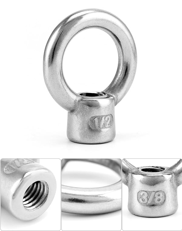 QWORK Lifting Eye Nut, 4 Pack, 1/2" UNC Marine Grade Stainless Steel 316 by QWORK - Image 9