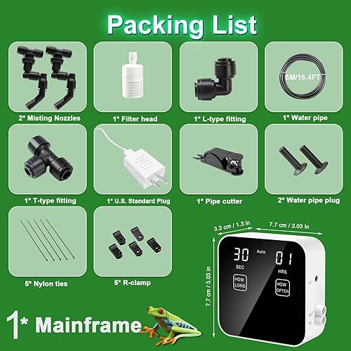 Miniatura 9 de Reptile Mister automático, sistema silencioso de niebla de reptiles con temporizador, humidificadores de niebla de reptiles con boquillas de niebla