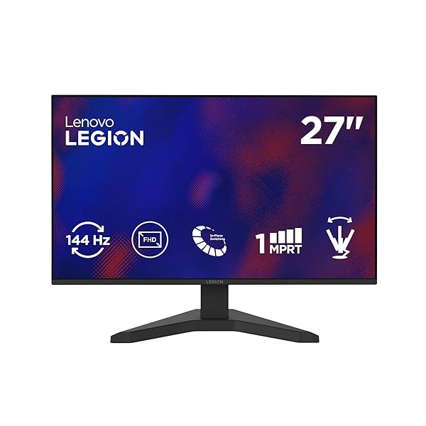 Lenovo Legion R27s – FHD 27" Gaming Monitor (IPS, 144 Hz Refresh Rate, Response Time 1 ms, 16:9, HDMI 2.1 - DP 1.2, VESA Media Sync, VESA Mount 100mm, Tilt Stand) Black