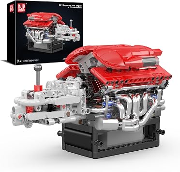 Mould King 10226 Engine Model Kit that Runs- Build Your Own STEM V12 Model Engine with Transmission, 12-Cylinder Supercar Engine kit Building Engineering Toys for Adults Collections (863+PCS)