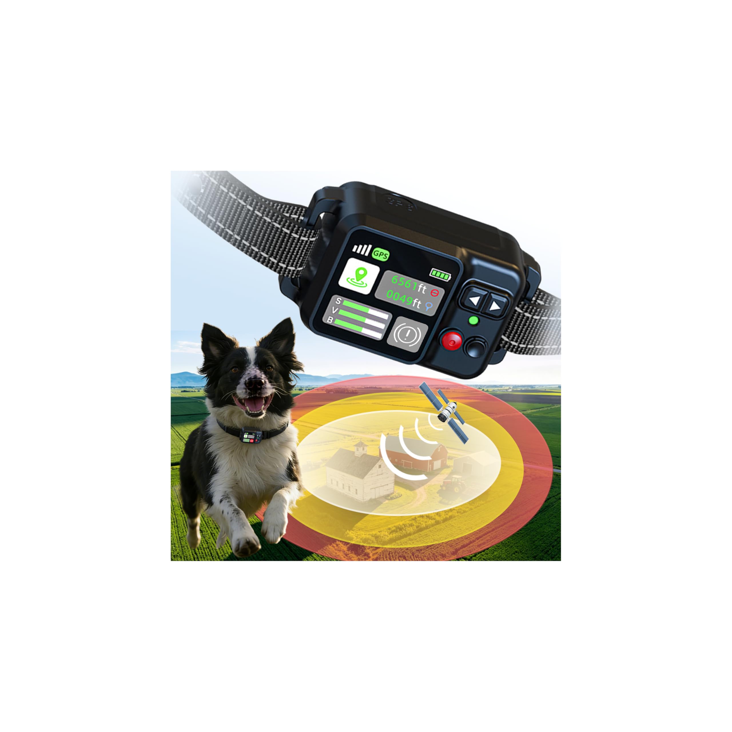 Clôture Invisible GPS pour Chien, Rayon Ajustable 15m à 2000m, 3 Modes d'Entraînement, Charge Magnétique Rapide, Étanche IPX7, Sans Abonnement, Adapté aux Chiens de Petite, Moyenne et Grande Ta - 1