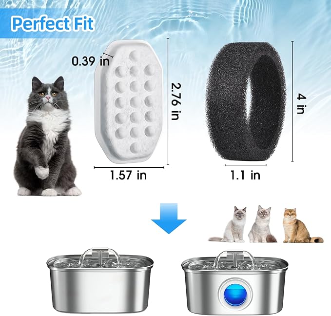 40 Filtros para Fuente de Agua para Gatos Eyehoce, Repuestos miniatura 2