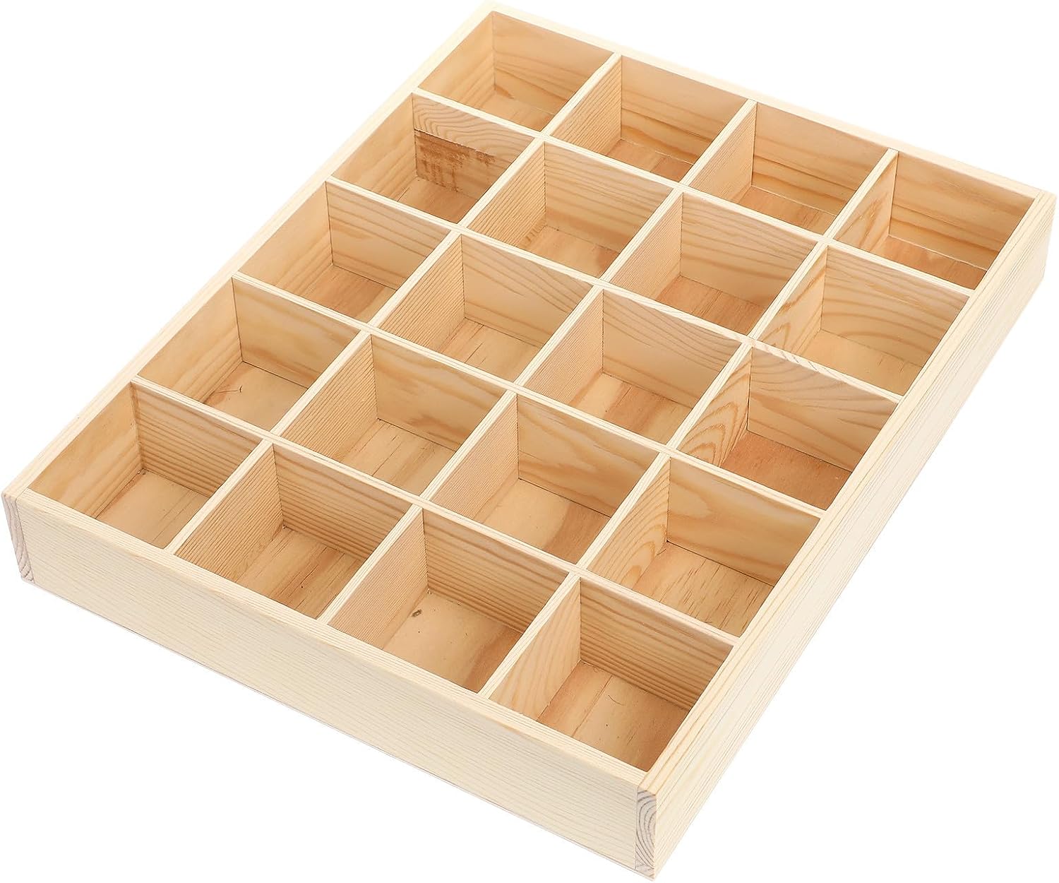 Wooden Pine Material Organizer Box with 20 Compartments Drawer Underwear Beige Rectangular Shape, for Organizing Small Items like Socks and Leggings, under Bed or Drawer